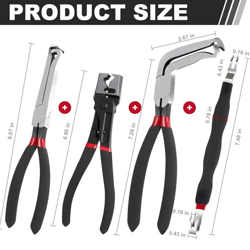 Electrical Disconnect Pliers, Electrical Connector Separator,Hose Clamp Pliers, 8in Automotive Tools, Automotive Tools for Push Tab Style Plugs-black - style: Pliers Set 4-Black