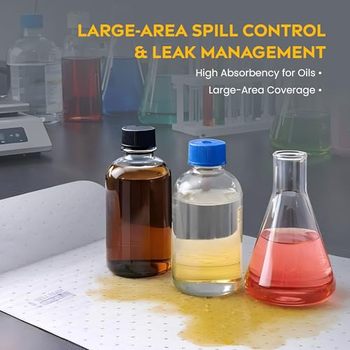 Spill Ready Oil Absorbent Pads Roll 15" x 300' - Hydrophobic Absorbent Mat, Absorbs Up to 40 gal. per roll - Perforated Sorbent Mat Roll for Oil & Fuel Spills, Oil Absorbing Sheets - White Oil Pads | Ideal for Marine, Industrial & Maintenance Areas - colo