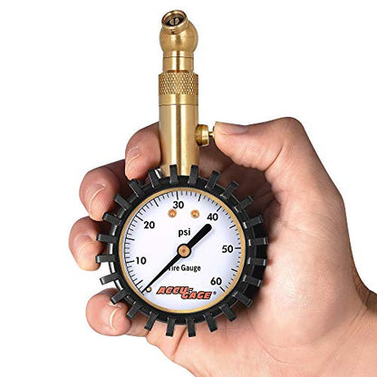 Accu-Gage RS60XA Professional Tire Pressure Gauge with Protective Rubber Guard (60 PSI) - size: 60 PSI