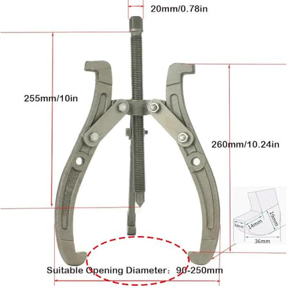 10" Gear Puller,3 Jaw Puller for Pulley Gear Bearing Flywheel Removal,2 Jaw / 3 Jaw Puller with Reversible Jaws, Bearing Puller Suitable for Automotive Repair and Industrial Maintenance (10in) - size: 10in