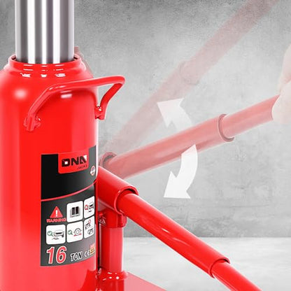 DNA Motoring 16 tons / 32000 lbs Lifting Automotive Welded Hydraulic Bottle Jack for Repair Vehicle, Pickup, Truck, w/Manual Handle, Red,TOOLS-00361 - color: red, style: 16 ton