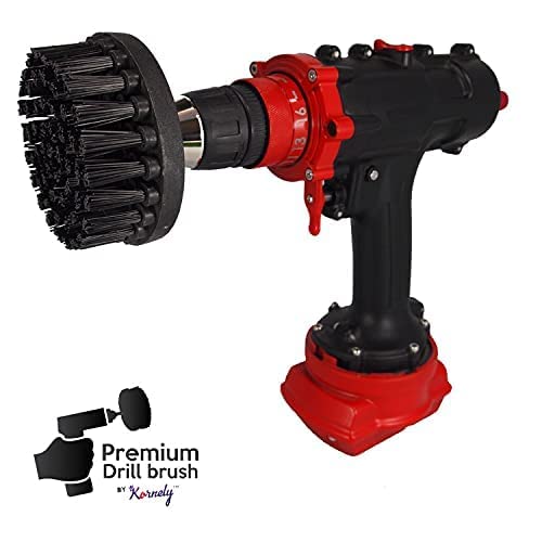 Premium Drill Brush Professional – Ultra-Stiff 4 in Black | Scratch-Free Heavy-Duty Cleaning Brush for Concrete, Brick, Stone, Metal, Masonry, Garage, BBQ Grills, Rust and Construction Tools - color: Black