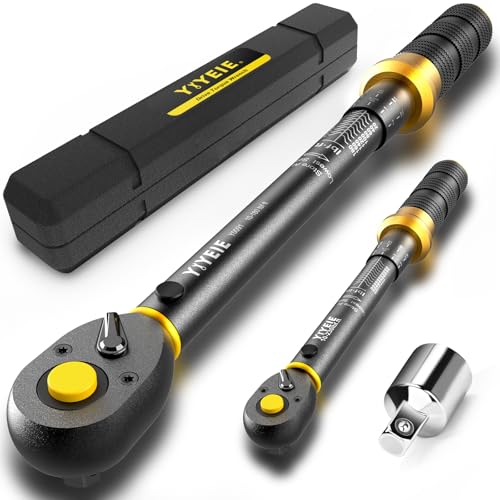 3 in 1 Torque Wrench Set with Upgraded Lock Ring, 1/4" & 1/2" Drive (10-230 In.lb/10-180 Ft.lb) Torque Wrenches with 3/8" Adapter, ±3% Accuracy, 72-Tooth Dual-Scales for Bike, Motor, Car Maintenance - size: 1/2″1/4″ 3 PCS