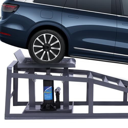 2 PCS Low Profile Car Lift Service Ramps Adjust Heights 9.8-15in Auto Car Truck Service Ramps 5T/11000LBS Capacity for Home Garage Maintenance Oil Changes
