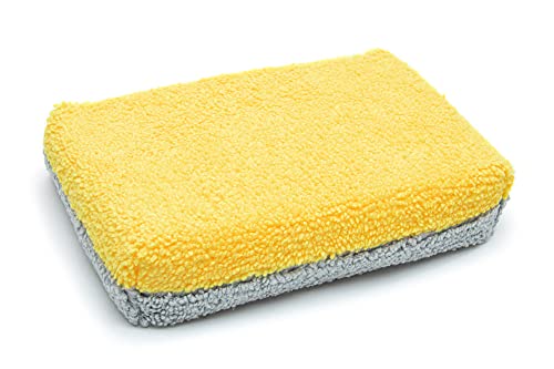 Autofiber Thin [Saver Applicator Terry] Ceramic Coating Applicator Sponge | 12 Pack | with Plastic Barrier to Reduce Product Waste. (Gold/Gray)