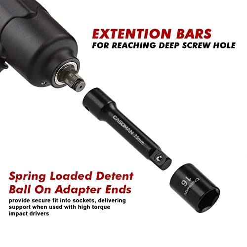 CASOMAN 3/8" Drive Impact Socket Set, 49 Piece Standard SAE and Metric Sizes (5/16-Inch to 3/4-Inch and 8-22 mm), 6 Point, Cr-V Steel Socket Set - size: ‎3/8"Drive 48pcs Impact Master Socket Set