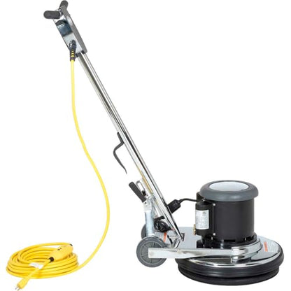 Global Industrial Corded Low Speed Floor Machine, 17" Cleaning Path | Durable Stainless Steel Construction, Heavy-Duty 1.5 HP Motor, 50'L Safety Power Cord with GFCI Plug