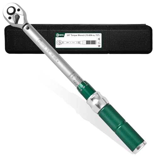 3/8" Drive Click Torque Wrench 7.38~44.25 Ft-Lb/10~60 N.m, Cr-Mo Steel, Adjustable 72 Tooth Click Torque Wrench for Bike, Motorcycle and Car Repair with Storage Case - color: Tw-d38-1pc-72t