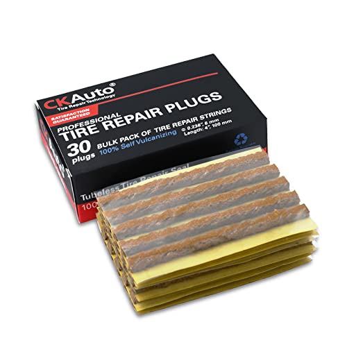 CKAuto 30pcs 4" Brown Tire Repair Strings, Automotive Tool Tire Repair Plugs for Tubeless Off-Road Tires Car, Bike, ATV, UTV, Wheelbarrow, Mower - color: Brown, size: 4" x φ0.236" 30pcs