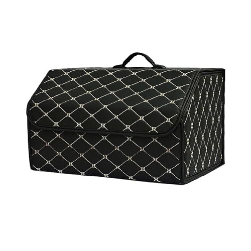 Car Trunk Organizer Box Compatible with Cadillac SRX XT4 XT5 XT6 Lyriq, Portable Foldable Storage, Auto Multiuse Tools, Storage Bag, Stowing, Tidying, Beige line-L - color: Beigeline, size: Large