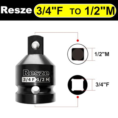 Resze 2PCS Impact Socket Adapter and Reducer Set,3/4"to 1/2" & 1/2"to 3/4" Drive Socket Adapter Set, Square Adapter Breaker Bar Wrench Conversion Kit Mechanic tools - size: 2PC