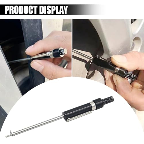 2pcs Brake Pad Thickness Gauge Measure Tool, Car Brake Measuring Tool with Scale for Internal External Pads, Tire Tread Depth Detector Pen, 1.5mm Minimum Measurement Automotive Brake Shoe Tester Kit