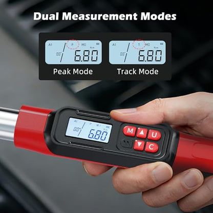 3/8" Drive Digital Angle Torque Wrench 5-99.6 Ft.lb (6.8-135 N.m), Angle Measurement 0.1° with LED Display & Buzzer, for DIY Auto Car Motorcycle Repair & Engineering - size: Angle 3/8" 6.8-135N.m/5-99.6Ft.lb