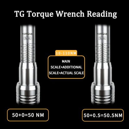 TYD 1/2 Inch Drive Click Torque Wrench, 10–110 Nm ±4% High Precision | Adjustable Torque Wrench 72-Tooth Ratchet Storage Case for Car Wheel Lug Nuts, Spark Plug, Motorcycle & Truck DIY Repair - style: TG-110(10-110NM)
