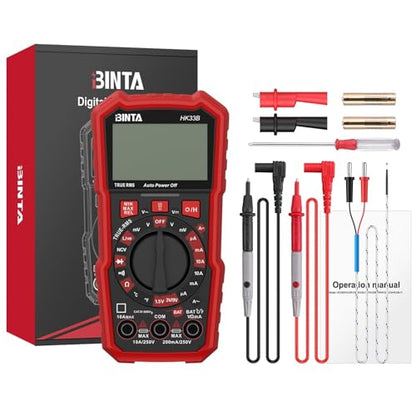 BINTA Digital Multimeter 2000 Counts Voltmeter with AC/DC Voltage Current | Battery Tester Ohm Volt Amp Meter, Multimeter Tester with NCV, Temperature, Diode Measuring for Automotive Home Industrial - style: 2000 Counts