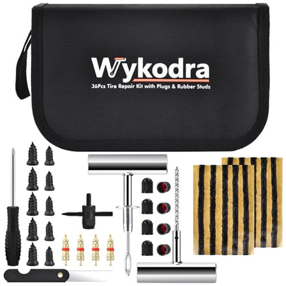 36PCS Tire Repair Kit, Dual Repair String Plugs & Rubber Screw Nails with T-Handle Tool & Screwdriver, Heavy Duty Emergency Flat Tire Fix for Car Truck Motorcycle Tractor Mower Wheelbarrow - style: Pro[36Pcs]