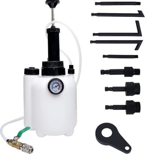 3L Transmission Fluid Pump, ATF Fluid Transfer Pump Tool with Pressure Gauge, 8 Adapters (5 Plastic + 3 Metal), Manual Transmission Fluid Extractor for Car SUV Truck