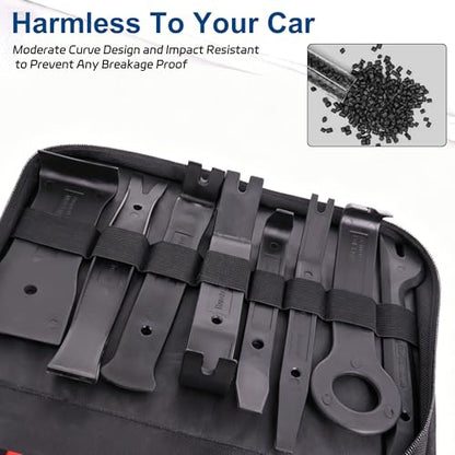 19Pcs Trim Removal Tool,Auto Clip Pliers Fastener Remover Set with Storage Bag,Car Pry Tool Kit for Door Panel Dashboard Body,Panel, Audio, Dash, Window and Upholstery, Black - color: Black