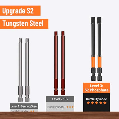 GRENPRO 11PCS Impact Hex Head Allen Wrench Drill Bit Set(Metric), 1/4" Hex Shank S2 Steel Magnetic Hex Bits, CNC Machined Tips, 4 Inch Length with Storage Box - size: 4" 11pcs(Metric)