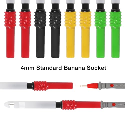 8pcs Wire Piercing Probe Kit, 0.7mm Piercing Clip Test Probe Pins, Non-Destructive Insulation Wire Piercing Needle for Banana Socket Plug Car Tester