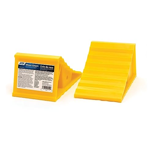 Camco Camper/RV Wheel Chock - Keeps Trailer in-Place to Safely Unhitch or Park - Compatible with Wheels Up to 26” in Diameter & Molded of Heavy-Duty Hard Plastic - 2-Pack (44414) - style: Standard Design