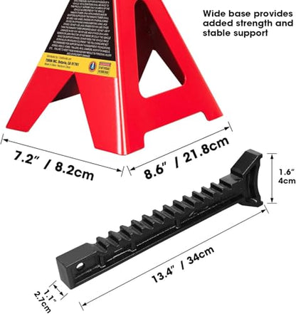 Big RED AT43006UR Steel Jack Stands: 3 Ton (6,000 LBs) Capacity, 2 Pack, RED - size: 3 ton, style: Extended Height Steel