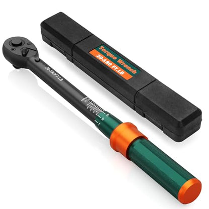 1/2" Click Torque Wrench, 20-180 Ft-Lb, 72-Tooth, ±3% Accuracy | Dual Direction Reversible Ratchet Head, Quick Release, for Motorcycle, Car, Automotive Tire & Lug Nut Maintenance - size: 20-180 ft.lb（1/2-Inch）