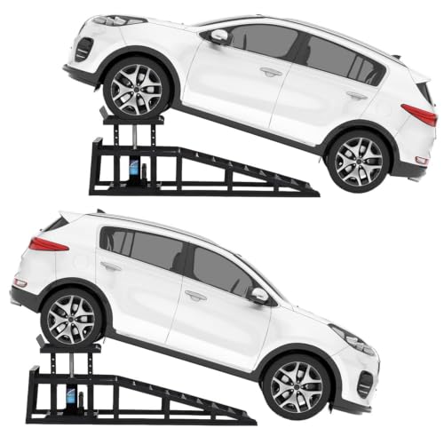 2 Pack Hydraulic Car Lift Ramps 5T Heavy Duty Low Profile Garage Truck | 10000lbs Capacity, Vehicle Service Lift, Trailer Maintenance, Available in Black Red Blue - color: Black