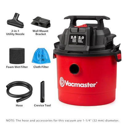 Vacmaster 2.5-Gallon 2 Peak HP Wall Mount Wet/Dry Vac- VOMCM205P 1101 - size: 2.5-Gallon