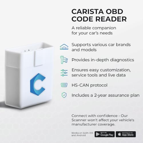 Carista OBD - Bluetooth OBD2 Scanner - Car Scanner Diagnostic Tool and Code Reader with Access to Diagnostics, Customizations, Service Tools, and Live Data - Subscription Required