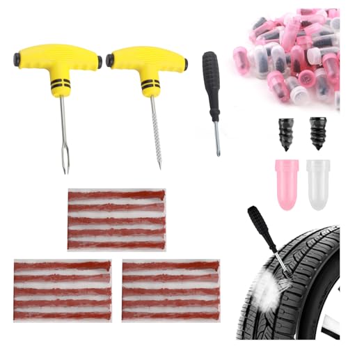 15PCS Tire Plug Kit Seal Strip + 60PCS Screw in Tire Plugs,All-in-One Flat Tires Repair Kit with Plugs for Puncture Fixing,Tires Repair Plug Car Tools for Roadside Emergencies