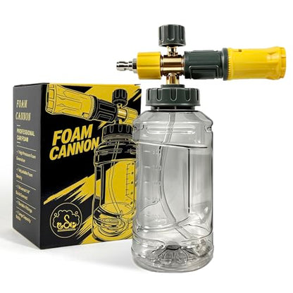 ESP Foam Cannon for Pressure Washer, Snow Foam Gun Car Wash, 1.25mm Nozzle, Adjustable Foam, Transparent Graduated Bottle, Stainless Steel Quick Connect, Fits 120-280 Bar - color: Yellow