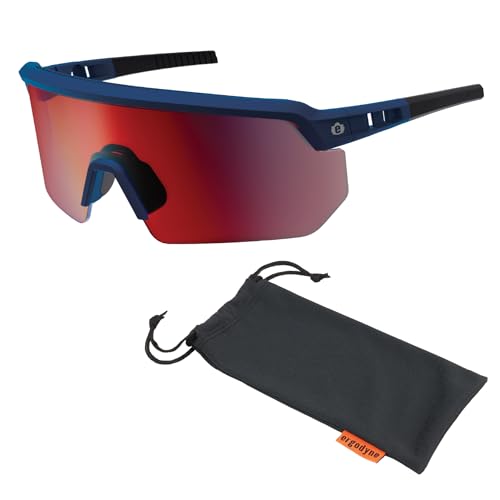 Ergodyne Skullerz AEGIR Safety Sunglasses, High Contrast Color Enhancing Mirrored Lenses, ANSI z87.1 - color: High Contrast Red Mirror Lens