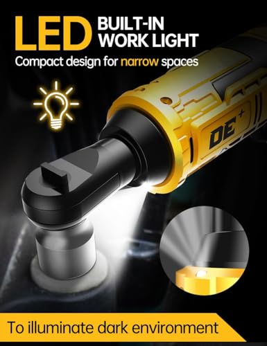 APEXPOWER 3/8 Inch Cordless Ratchet Wrench for DEWALT 20V Battery, 88Ft-Lbs, 0-400RPM, Electric Wrench Ratchet w/Variable Speed Trigger, Reinforced Head, R&F Switch, 7 Sockets,3/8" to 1/4" Adapter