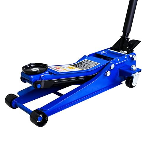 3-Ton Low-Profile Floor Jack Dual-Piston Pump 3.1-18.7in Lift Aluminum Steel Blue for Cars Trucks SUVs - color: Blue