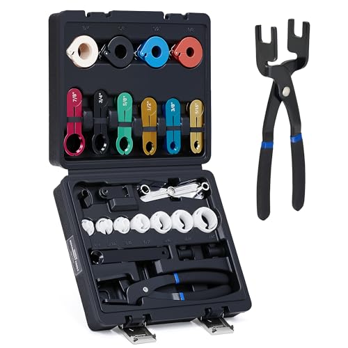 Orion Motor Tech 26pc Fuel Line Disconnect Tool Set, Master Quick Disconnect Tool Kit with Fuel and AC Disconnect Pliers, Fuel Line Removal Tool Set for AC Fuel & Transmission Systems, Black - color: Black