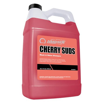 Nanoskin CHERRY SUDS Foaming Car Wash Shampoo 1 Gallon - Works with Foam Cannon, Foam Gun, Bucket Washes, Car Soap for Pressure Washer | Safe for Cars Trucks, Motorcycles, RVs & More | Cherry Scented - size: 128 Fl Oz (Pack of 1)