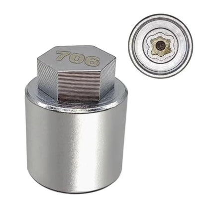 JL 706 for 27mm Nuts, Wheel Locking Nut Key for Jeep (JL) Dodge | Wheel Lock Nut Socket Adapter, Anti-Theft Lug Nut Removal Tool, Anti-Theft Screw Remover, Repair Tool, Tyre Fitting, garage - size: 706