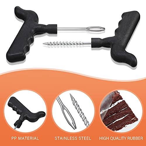 Frienda 32 Pieces Tire Repair Kit with Plug Kit T Handle Tire Repair Tools to Fix Punctures and Plug Flats for Truck, Rv, SUV, ATV, Motorcycle, Car, Tractor, Trailer