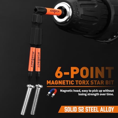 HORUSDY Torx Bit Set, 36pcs Security Torx Bit Set,Tamper Proof Star Bits (T5-T40) for Impact Driver, S2 Steel Screwdriver 1" & 2.3" Long,Torque Security Bits with Storage Box - style: 36pcs Security Torx Bit