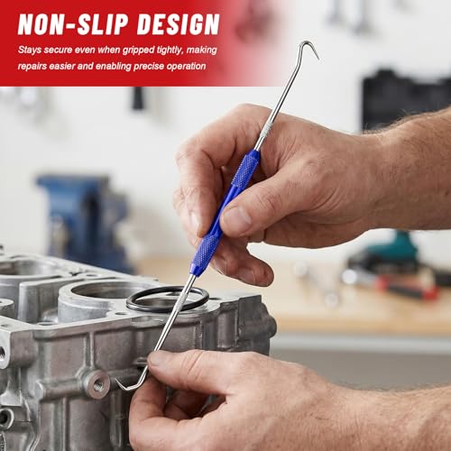 2 PCS Carbon Steel Hook Tool and Pick Set, Precision Double End Hook and Pick Tool Puller Remover, O-Ring Seal Gasket Picks Set Auxiliary Dismantling Fittings for Most Cars (Blue) - color: Blue
