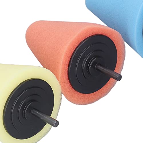 Fafeicy Polishing Cone Set for Car Wheel Hub, 9Pcs Metal Polish Sponge Buffing Balls with 6mm 3mm Shanks for Drill Use