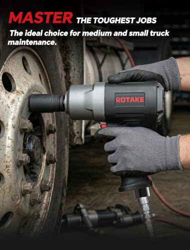 ROTAKE 3/4" Air Impact Wrench, 1556 ft-lbs, Twin Hammer, RT-5571 | 5600 RPM Speed, Heavy-Duty Aluminum Hammer Case, 8.71-lb Composite Body, 3-Speed Control, Trucks & Buses - size: 3/4" (1556 ft-lbs)RT-5571