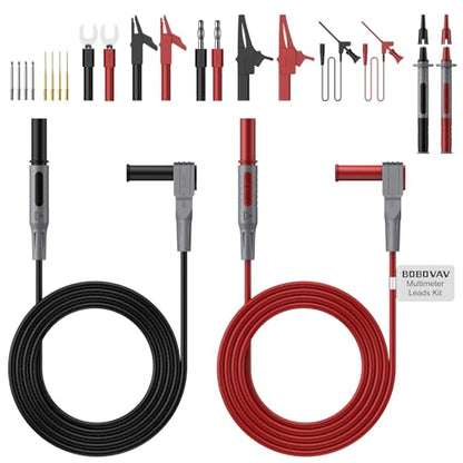 Multimeter Leads Kit, 24PCS Non-Slip Test Leads Set with Flexible Silicone Extension Leads, 8 Interchangeable Probe Tips and Alligator Clips, Cat III 1000V for Electricians & Auto Repair - size: 24PCS