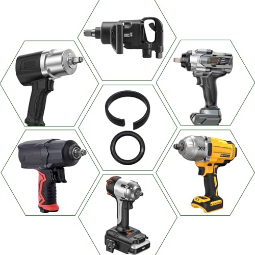 (10-Pack) 1/2" Impact Wrench Retaining Ring Clips with O-Rings and Anvil Install Tool, Heavy-Duty Carbon Steel Hog Ring Kit Compatible with Milwaukee Electric/Pneumatic Cordless Impact Wrenches