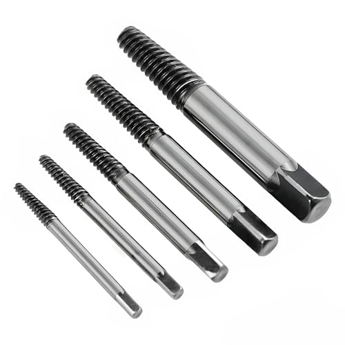5-Piece Spiral Screw Extractor Set, Left Hand Drill Bit Tool for Removing Broken Studs, Bolts & Screws, Easy Out Damaged Fastener Removal Kit - size: 5PCS
