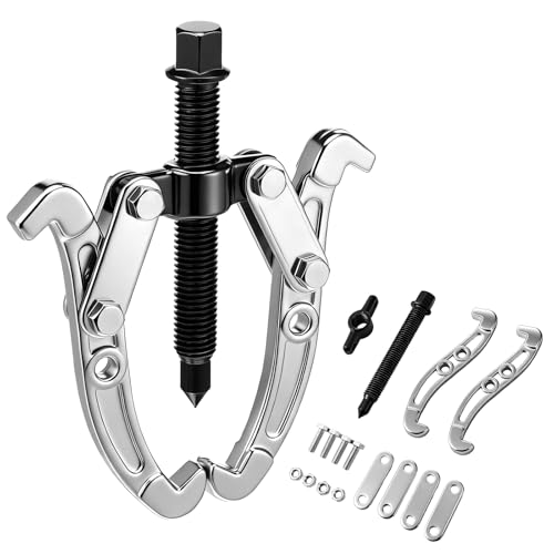 Flutesan 4 Way 2 Jaw Puller Reversible Gear Puller 2-ton 4-inch Heavy Duty Carbon Steel Bearing Gear Wheel Pulley Tool for Bearing, Flywheel, Automotive Machine Remover
