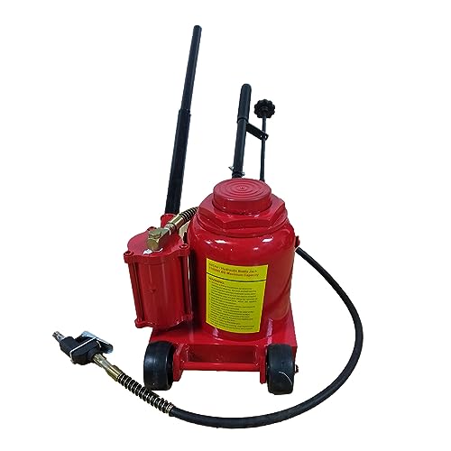 Bottle Jack 50 Ton Air Pneumatic Hydraulic Bottle Jack 110000LBS | with Manual Hand Pump For Automotive Car Truck Travel Trailer Repair Shop Lift Tool Red