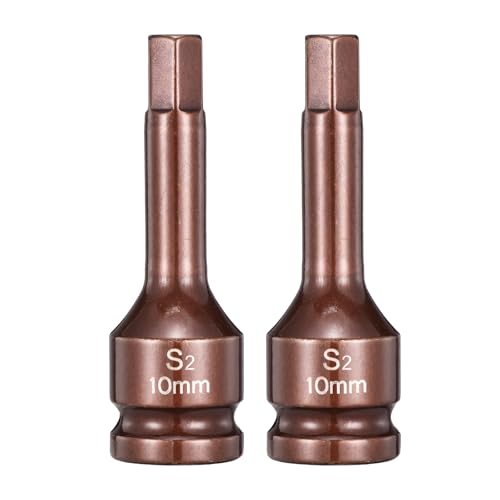 HARFINGTON 2pcs Impact Hex Bit Socket 1/2" Drive 10H (10mm) Hex Bits 3" Length S2 Steel Metric Impact Wrench Socket Adapter Tool for Automotive Repair Industrial Construction and Home DIY - size: H10 x 1/2" x 3"