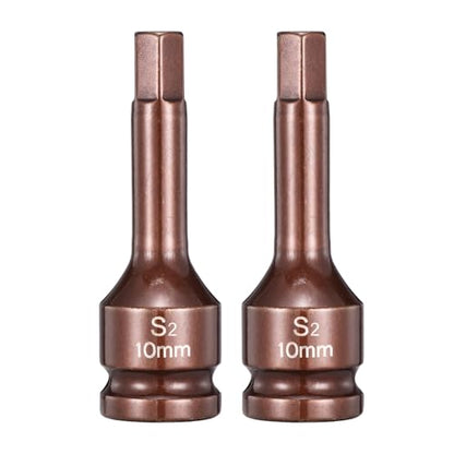 HARFINGTON 2pcs Impact Hex Bit Socket 1/2" Drive 10H (10mm) Hex Bits 3" Length S2 Steel Metric Impact Wrench Socket Adapter Tool for Automotive Repair Industrial Construction and Home DIY - size: H10 x 1/2" x 3"